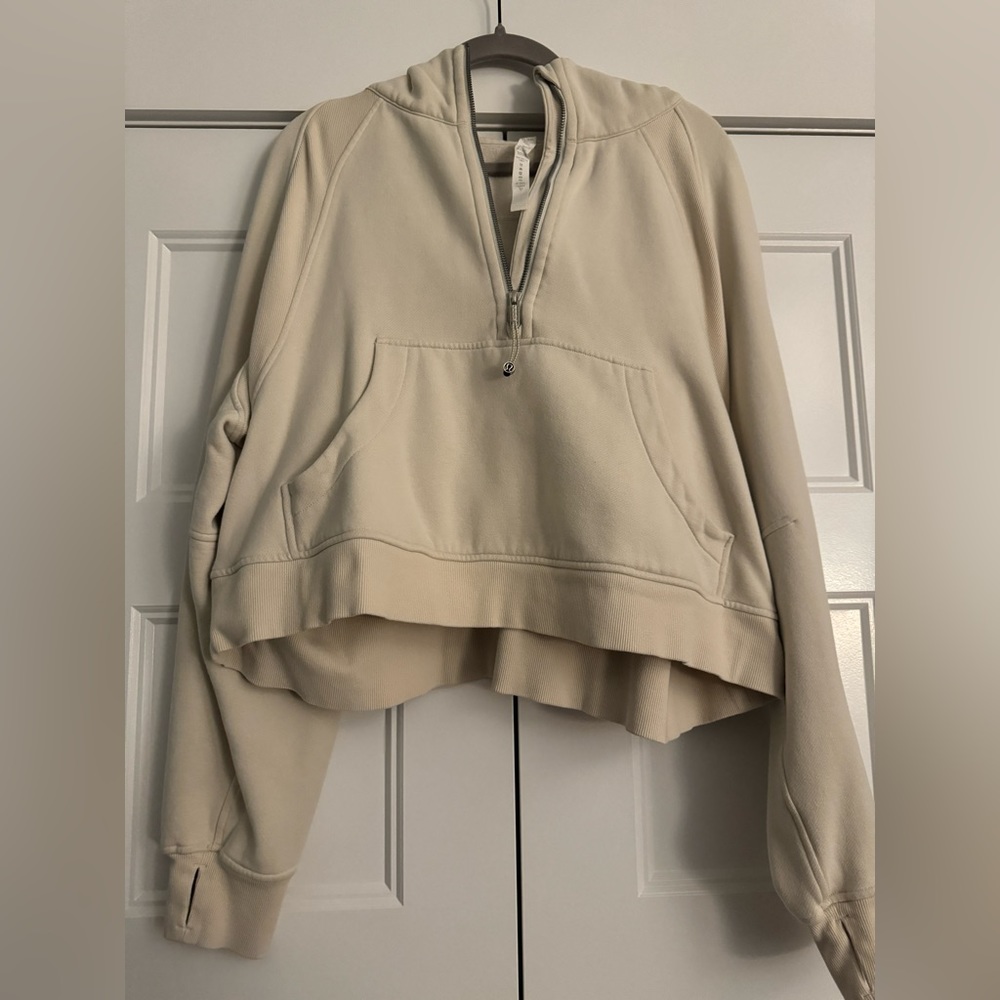Lululemon hooded half zip scuba (bone)